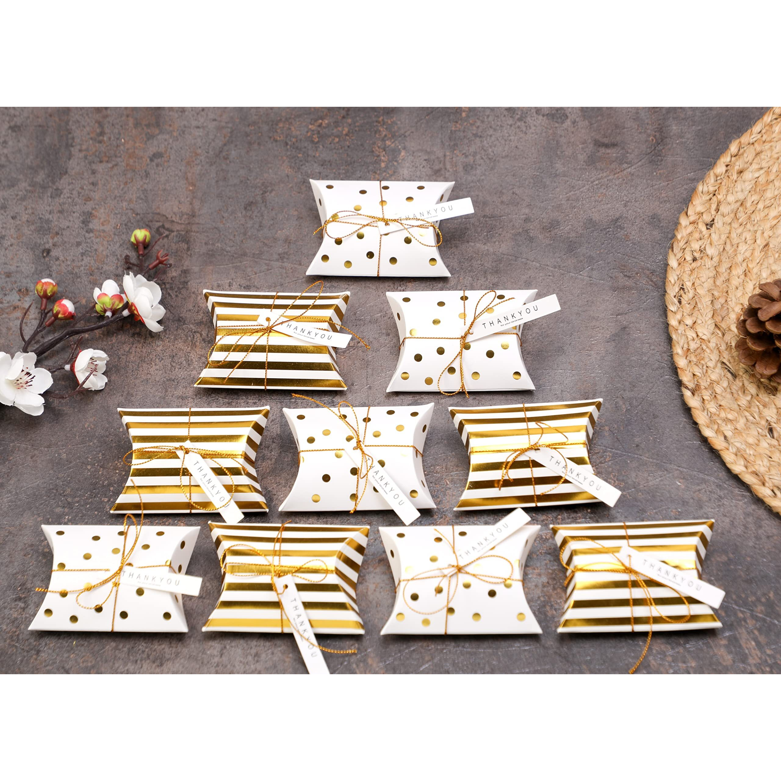 SATYAM KRAFT Golden Decorative Folding Paper Gift Boxes For Gifting Chocolates, Dryfruits Items - Fancy Decorative packaging Rakhi box, Function, Birthday Packing, Engagement (40 Pcs)