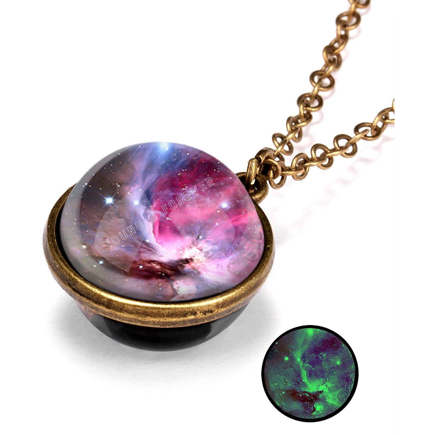 Young & Forever Rakhi Gift Friendship Day Gifts Special Glow In Dark Necklace Universe Galaxy Nebula Space Pendant Necklace Fashion Noctilucent Jewelry Unique Gift For Women & Men