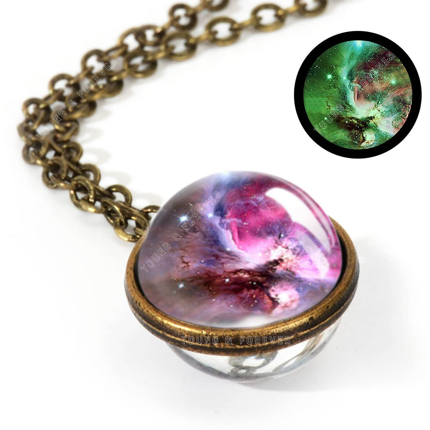 Young & Forever Rakhi Gift Friendship Day Gifts Special Glow In Dark Necklace Universe Galaxy Nebula Space Pendant Necklace Fashion Noctilucent Jewelry Unique Gift For Women & Men
