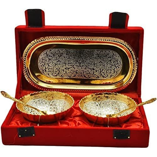 Collectible India Stone Studded Beaded Rakhi & Gift Set for Brother [Gift Combo - Rakhi with 2 Bowl with Velvet Box, & Greeting Card