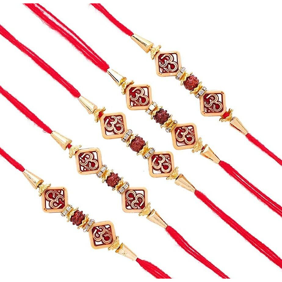 Collectible India Rudrakh Rakhi Set of 5 For Brother Bhaiya, Rakhi Combo For brother Bhabhi Kids Men Women Girls,Rakshabandhan Rakhi Pack