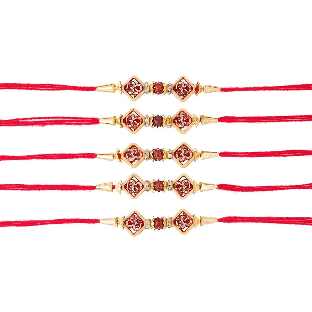 Collectible India Rudrakh Rakhi Set of 5 For Brother Bhaiya, Rakhi Combo For brother Bhabhi Kids Men Women Girls,Rakshabandhan Rakhi Pack
