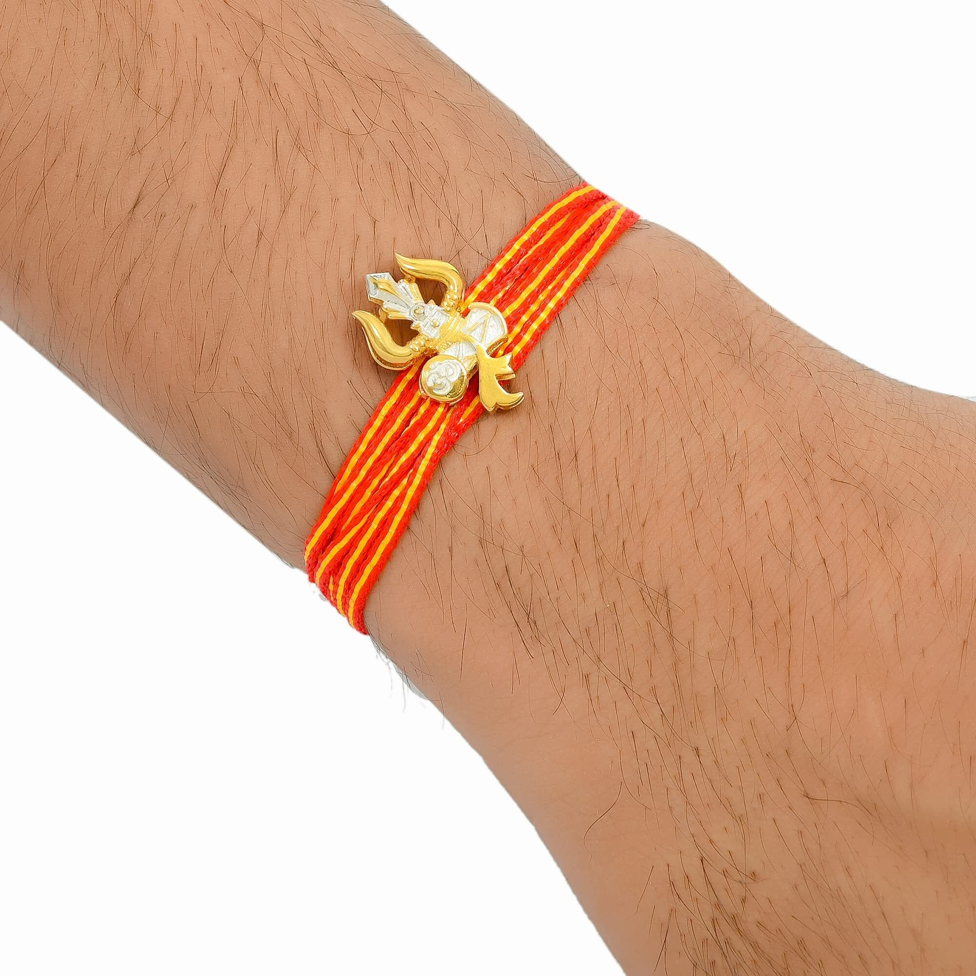 I JUELS  LIVE THE EMOTIONS 925 Sterling Silver Trishul Damroo Silver rakhi for brother. 3-In-1 Silver rakhi/bracelet/pendant for Men and women.