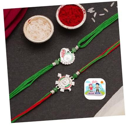 CraftVatika Rakhi Combo of 2 Rakhis for Brother - 2 Rakhi For Rakshabandhan,Bhai Bhabhi- Rakhi For Brother Kids - Rakhi Gift Combo Set -Rakhi For Brother and Bhabhi Gifts