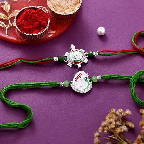 CraftVatika Rakhi Combo of 2 Rakhis for Brother - 2 Rakhi For Rakshabandhan,Bhai Bhabhi- Rakhi For Brother Kids - Rakhi Gift Combo Set -Rakhi For Brother and Bhabhi Gifts