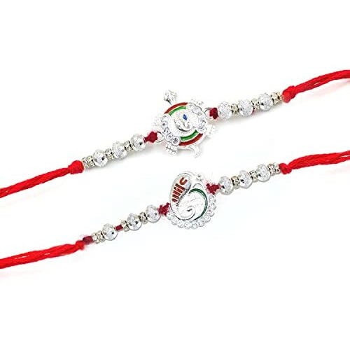 CraftVatika Rakhi Combo of 2 Rakhis for Brother - 2 Rakhi For Rakshabandhan,Bhai Bhabhi- Rakhi For Brother Kids - Rakhi Gift Combo Set -Rakhi For Brother and Bhabhi Gifts