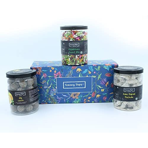 Tummy Pops | Rakhi Mukhwas Gift Combo | Sweet Mouth Fresheners - Nimbu, Rajasthani Saunf Mix, Aam Papad Pachak (90 g Each) | After Meal Digestives