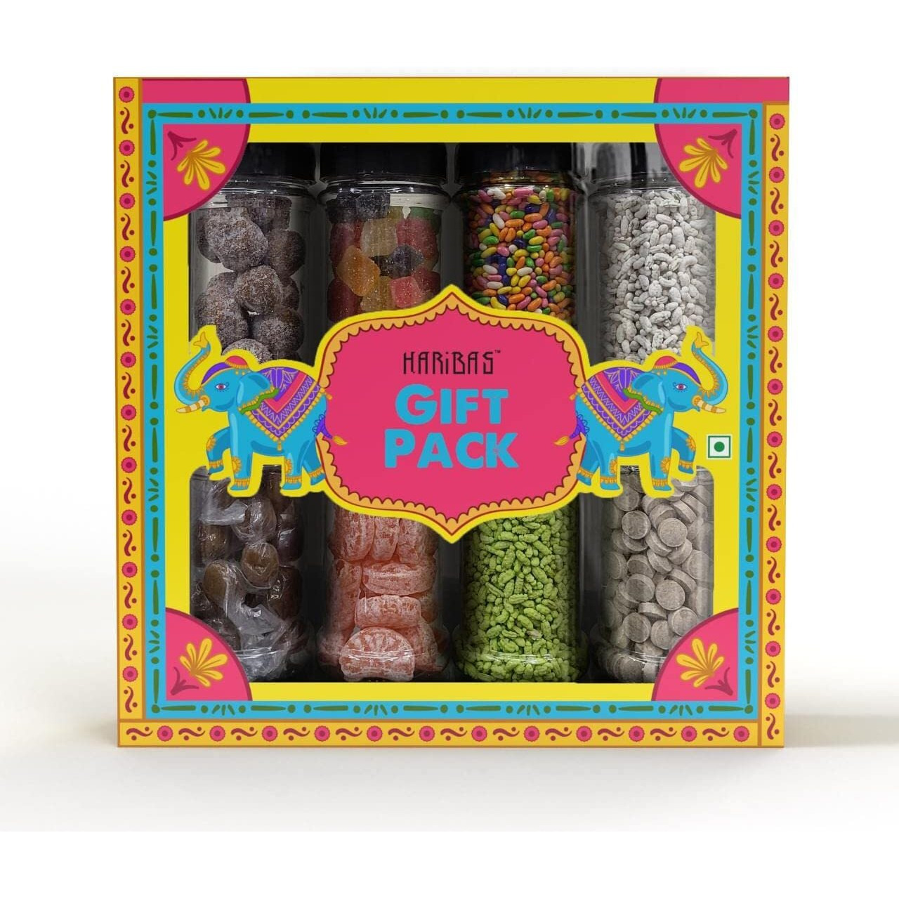 HARIBAS Rakhi Gift Hamper for Festival Holi, Mukhwas & Digestives Rakshabandhan (Pack of 8 Jars), Gift Hamper Sweet Celebration with Friend and Family, Mukhwas & Digestives Gift Pack
