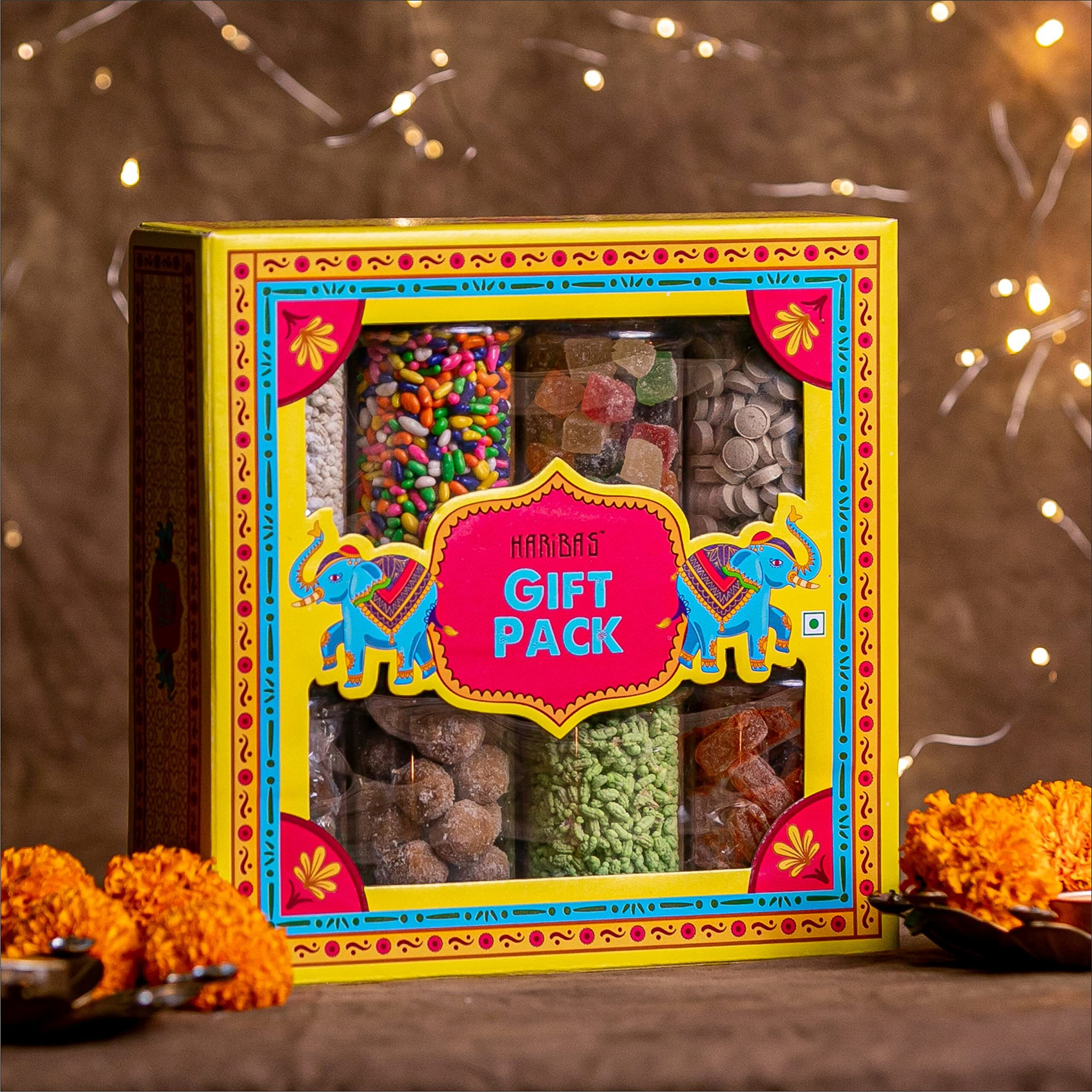 HARIBAS Rakhi Gift Hamper for Festival Holi, Mukhwas & Digestives Rakshabandhan (Pack of 8 Jars), Gift Hamper Sweet Celebration with Friend and Family, Mukhwas & Digestives Gift Pack
