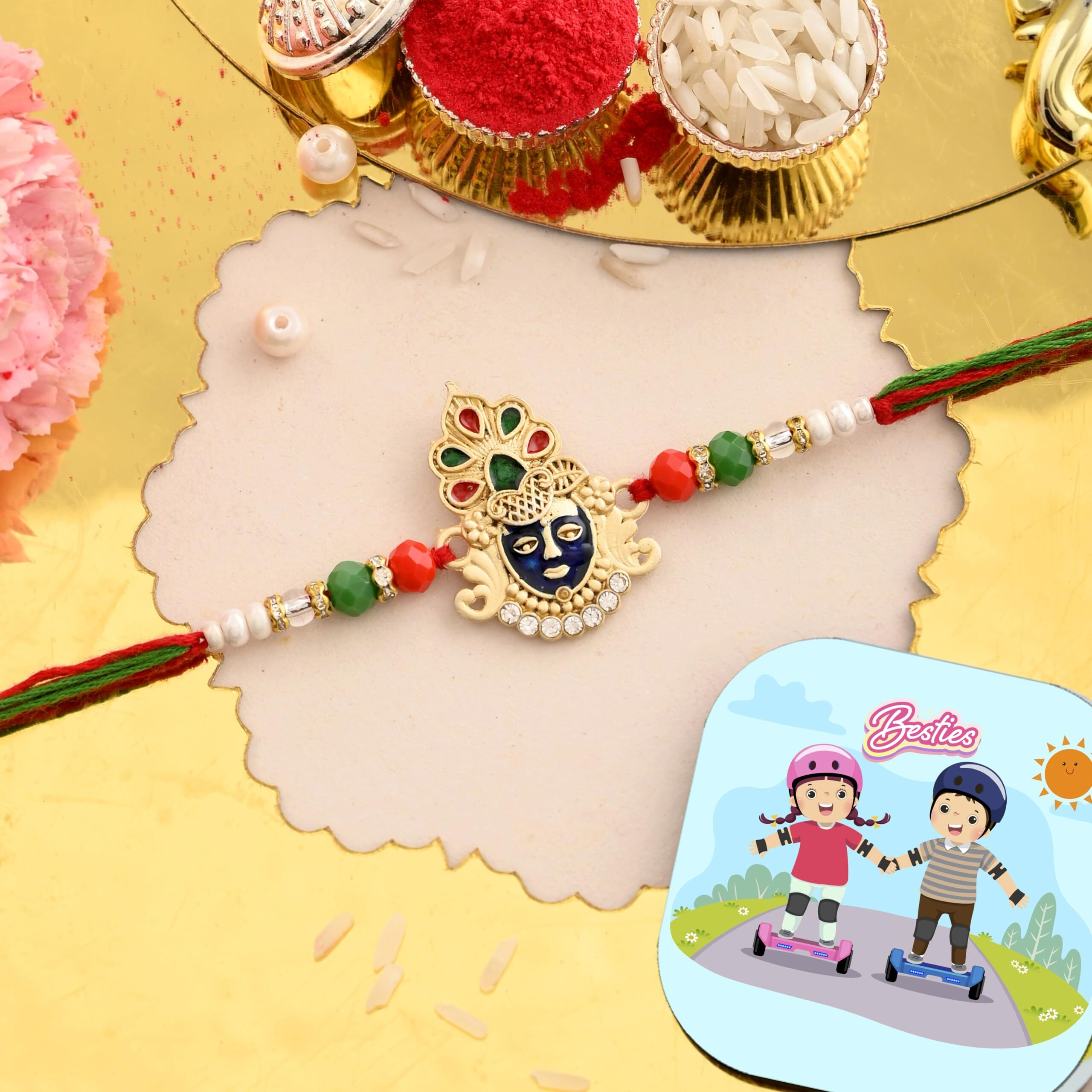 CraftVatika Fridge Magnet with 1 Rakhi - Best Rakshabandhan Gifts for Brother | Shri Nath Ji Rakhi for Brother with Fridge Magnet for Door Decoration