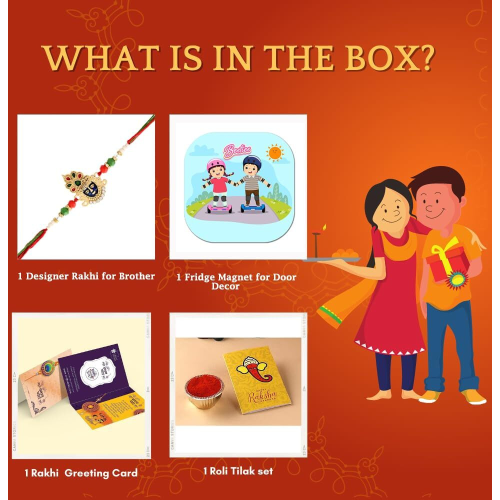CraftVatika Fridge Magnet with 1 Rakhi - Best Rakshabandhan Gifts for Brother | Shri Nath Ji Rakhi for Brother with Fridge Magnet for Door Decoration