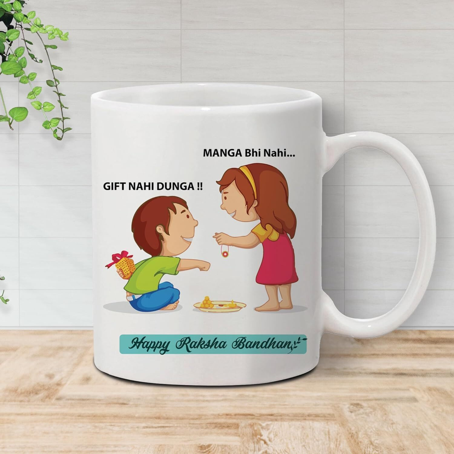 SAHU KRAFT RakshaBandhan Special Coffee Mug & Rakhi Gift Set for Brother, Rakhi Gift, Sister Gift with Glossy Printed Ceramic Coffee Mug - (i-1) White, (350ml)