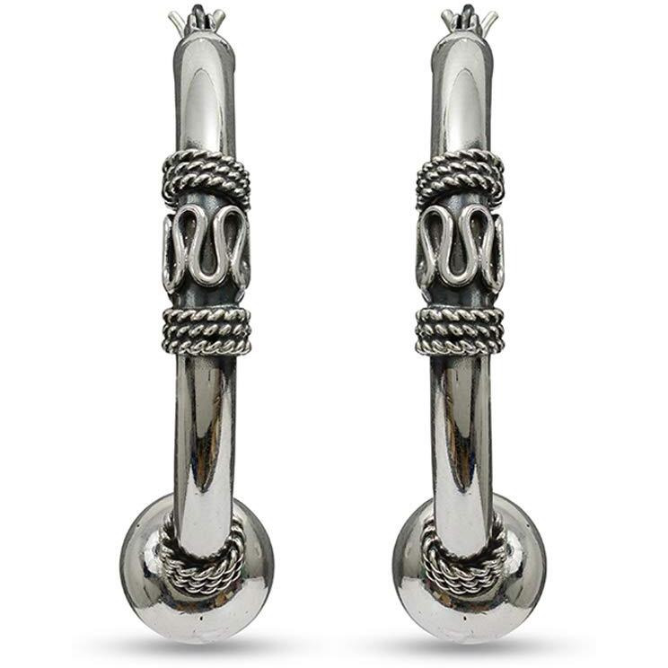 LeCalla Womens 925 Sterling Silver BIS Hallmarked Light-Weight Bali Hoop Click-Top Earrings 45 MM | Rakhi Gift for Sister