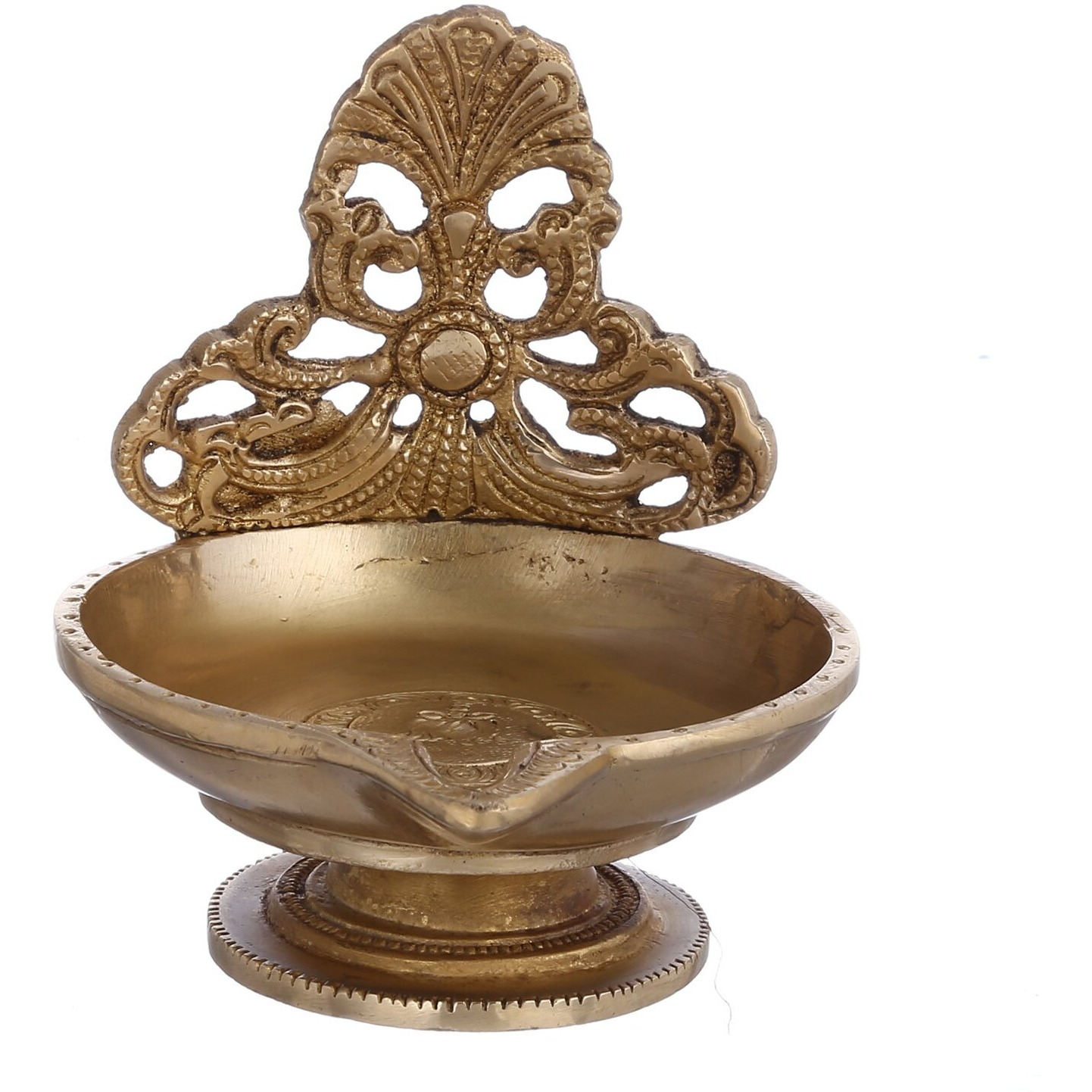 Purpledip Brass Diya Deepak in Urli Shape Big Sized Oil Lamp for Festive Dcor Gift (10955)