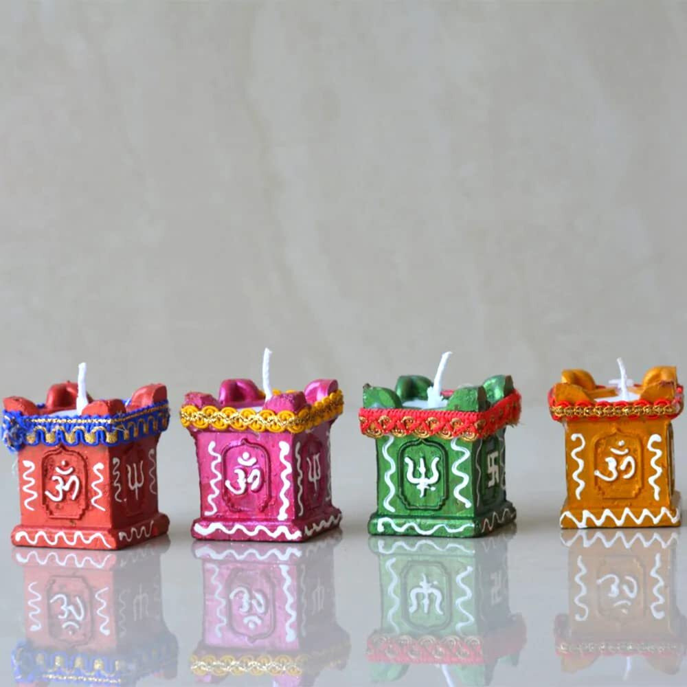 CraftVatika Clay Diya For Puja Diwali Decoration Items Terracotta Candles For Home Decoration/Diwali Lights/Candle Stand/Candle Holder/Diwali Gifts For Family And Friends (Pack of 4)