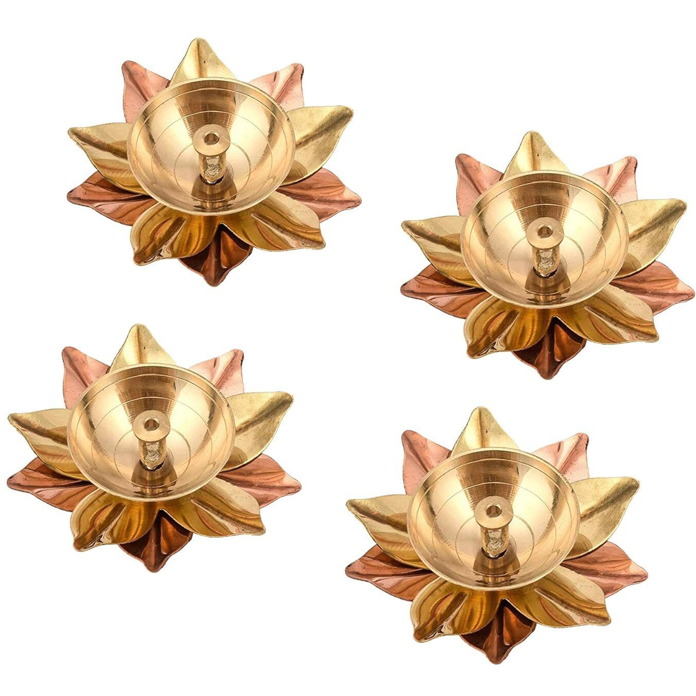 CraftVatika Pure Brass Diya Lamp Set of 12 for Pooja, Indian Diyas Decoration Items - Decorative Deepak Combo Set of 12 (Gold_3 X 3 X 1.5 Inch)