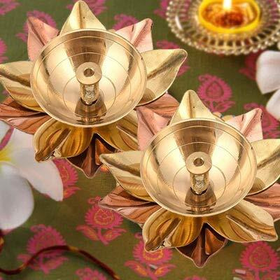CraftVatika Pure Brass Diya Lamp Set of 12 for Pooja, Indian Diyas Decoration Items - Decorative Deepak Combo Set of 12 (Gold_3 X 3 X 1.5 Inch)