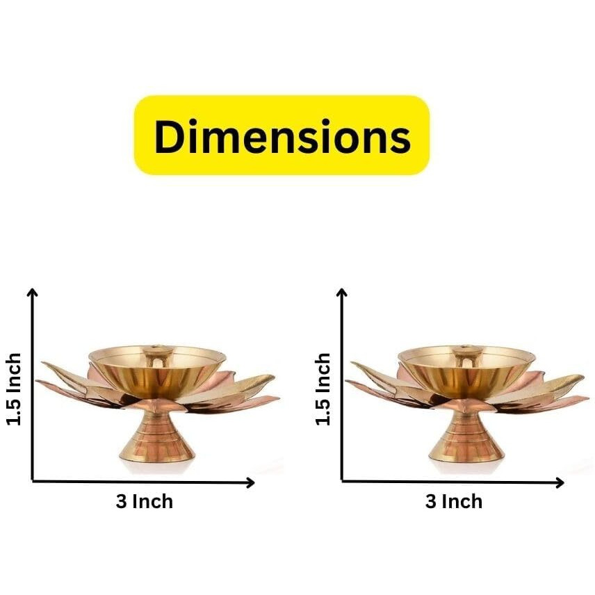 CraftVatika Pure Brass Diya Lamp Set of 12 for Pooja, Indian Diyas Decoration Items - Decorative Deepak Combo Set of 12 (Gold_3 X 3 X 1.5 Inch)