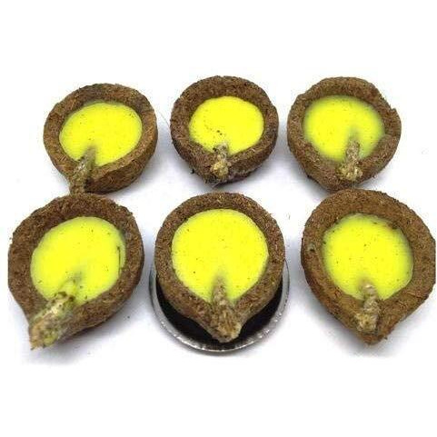 The Bling Stores Panchgavya Diya/Deepak, Made of 5 Natural Elements - Cow Dung, Gow Mutra, Milk, Curd and Ghee, Very Rare and Exotic - Pack of 24