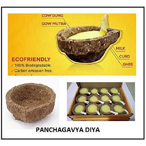 The Bling Stores Panchgavya Diya/Deepak, Made of 5 Natural Elements - Cow Dung, Gow Mutra, Milk, Curd and Ghee, Very Rare and Exotic - Pack of 24