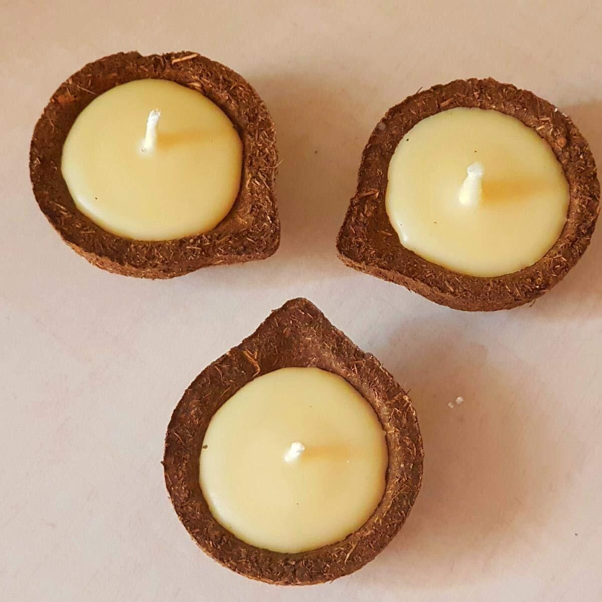 The Bling Stores Panchgavya Diya/Deepak, Made of 5 Natural Elements - Cow Dung, Gow Mutra, Milk, Curd and Ghee, Very Rare and Exotic - Pack of 24