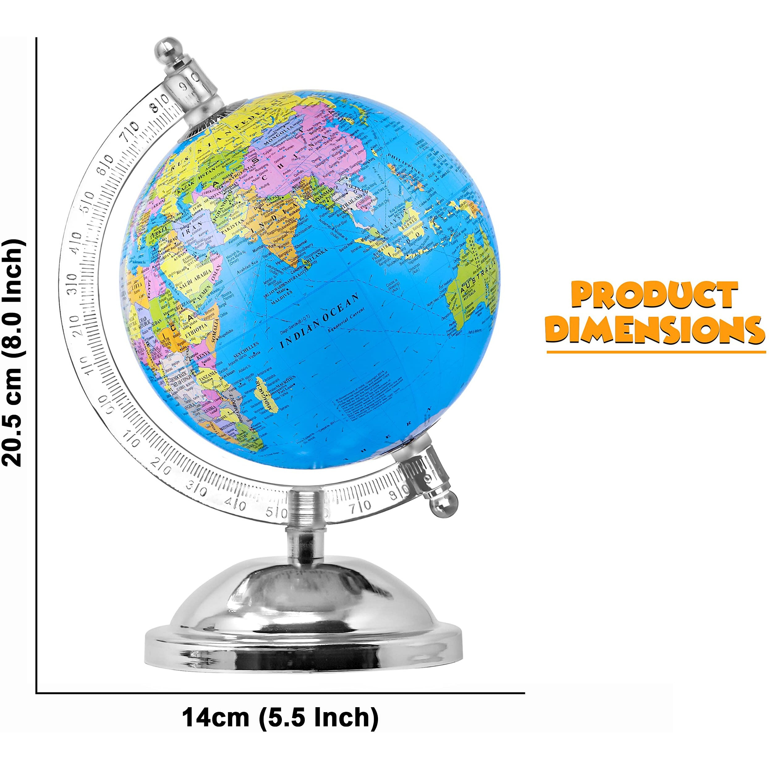 zest 4 toyz Globe Educational 7 Inches Height Metal Base Globe Home Decor World Globe Office Decor Gift Item Show Piece