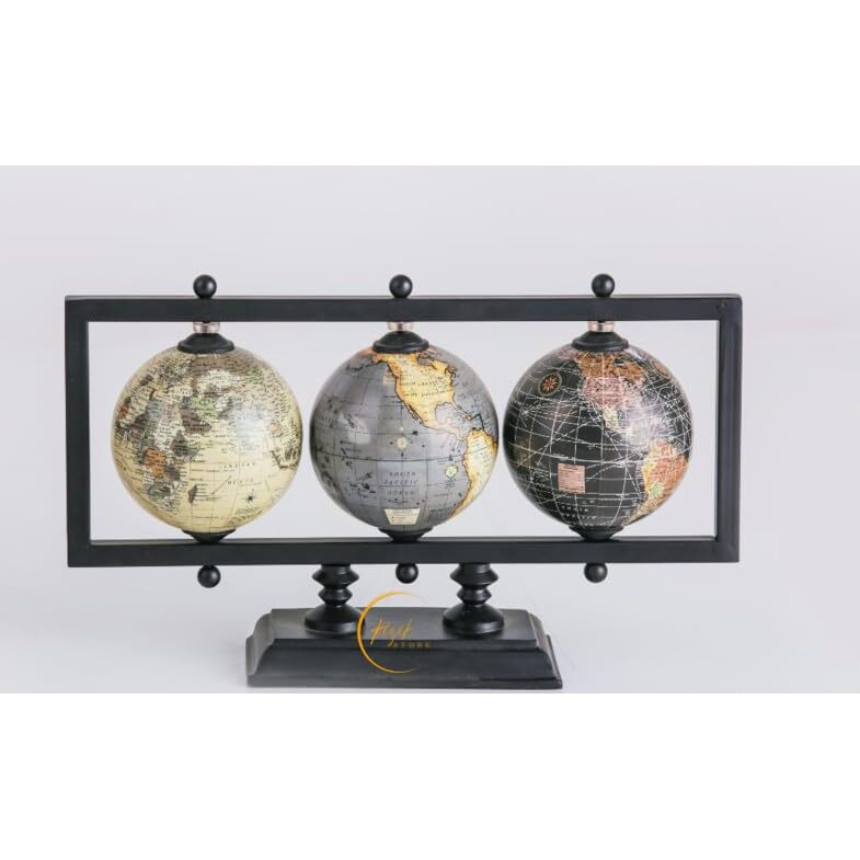RIZIK STORE Educational World Globe with Heavy Metal ARC and Base/Home Decor/Political Globe/Office Globe/Globes for Kids & Students (5 black top)