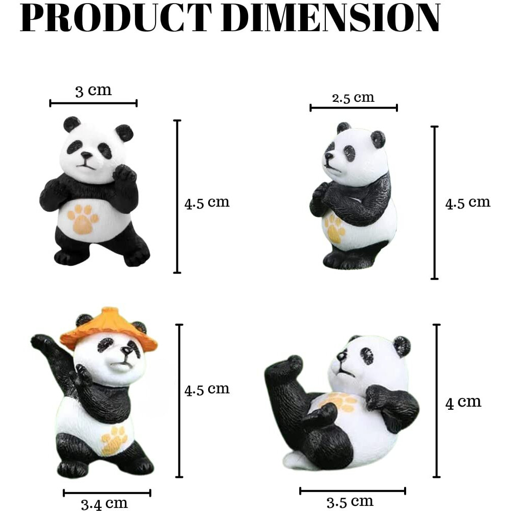 SATYAM KRAFT 4 Pieces of Panda Miniature Set for Unique Gift, Home decor, Rakshabandhan, Living Room, Figurines, decoration Items(Multicolor)(Poly resin)(4 pieces in 1 set)(4.5 x 3 cm)