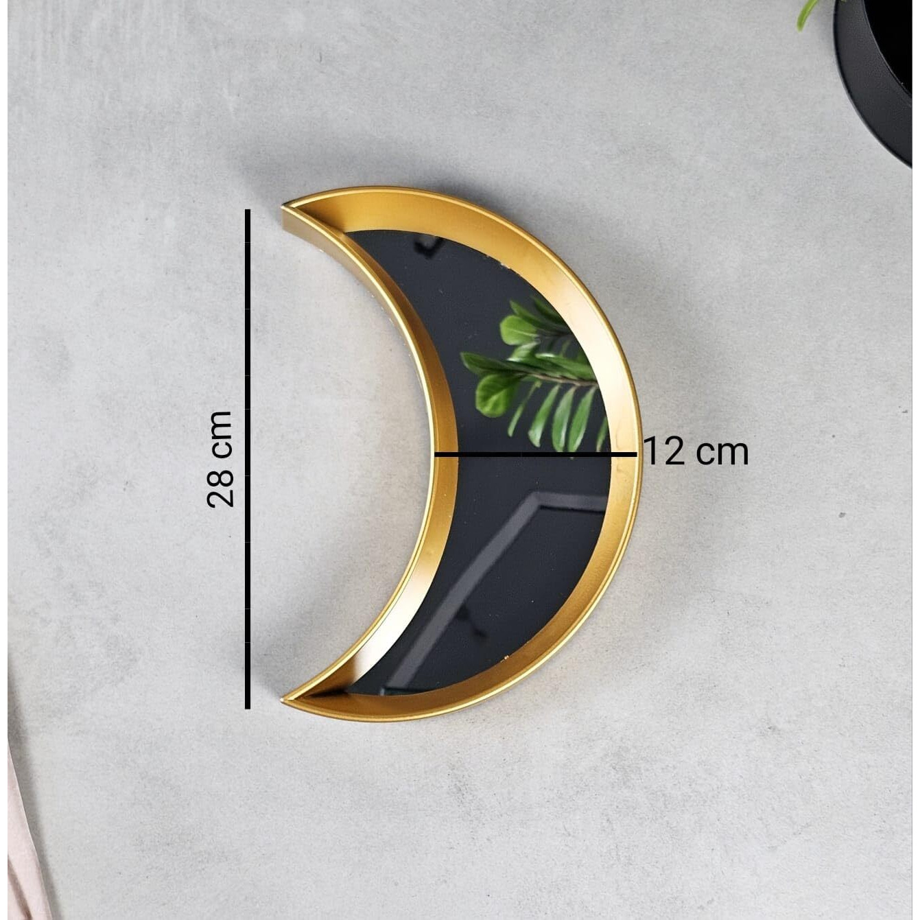 SATYAM KRAFT 1 Pcs Moon Design Fiber Wall Mirror Hanging for Home Decor, Hanging in Bedroom, Living Room, Bathroom Decorations Items, with Hook for Hanging On Walls (Model 10)