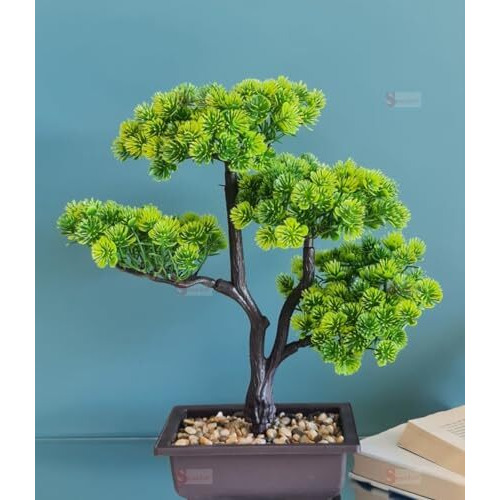 SATYAM KRAFT 1 Pc Artificial Bonsai Flower Tree with Designer Pot for Home Decor,Artificial flower Fake flower, Living Room, Ganpati, Table Decoration Flowers and Craft Items Corner