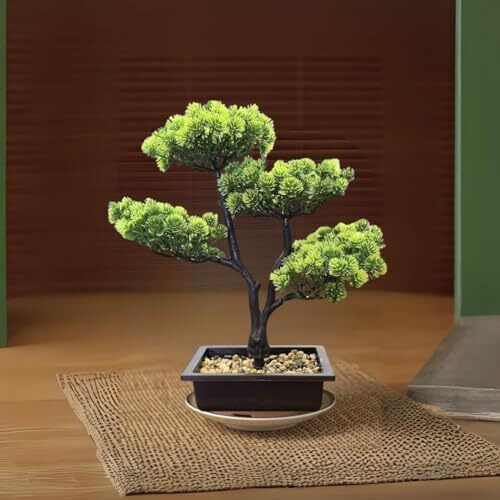 SATYAM KRAFT 1 Pc Artificial Bonsai Flower Tree with Designer Pot for Home Decor,Artificial flower Fake flower, Living Room, Ganpati, Table Decoration Flowers and Craft Items Corner