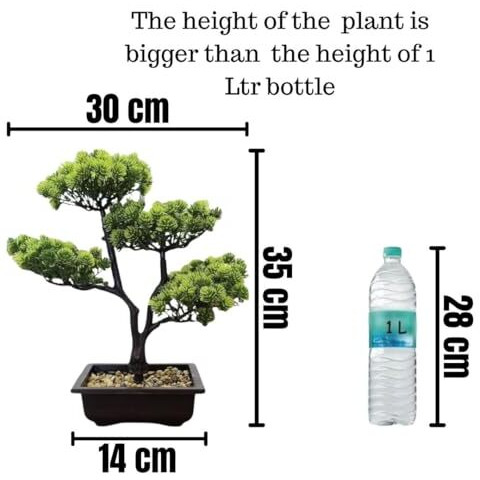 SATYAM KRAFT 1 Pc Artificial Bonsai Flower Tree with Designer Pot for Home Decor,Artificial flower Fake flower, Living Room, Ganpati, Table Decoration Flowers and Craft Items Corner