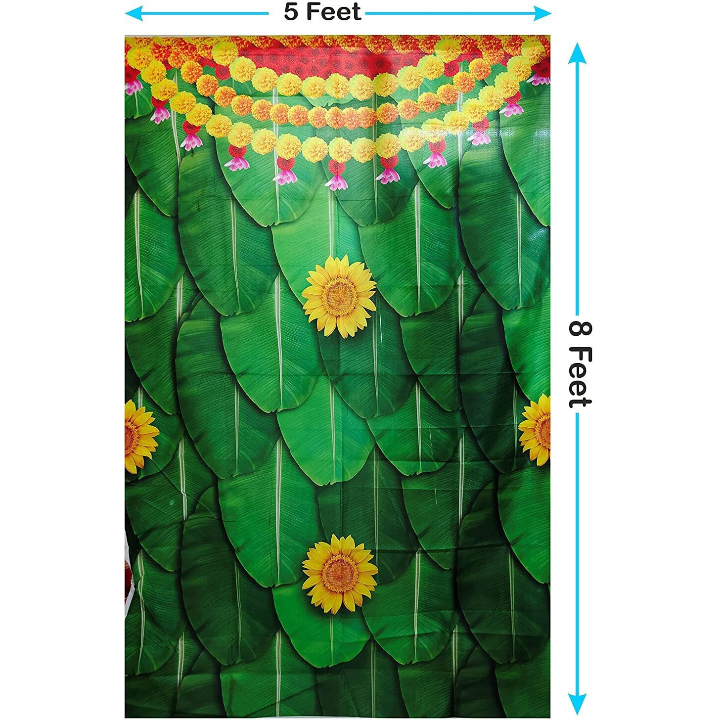 S2S Yellow Ganesh Backdrop Cloth for Pooja Decoration Traditional, Background Decoration Cloth for Pooja Background,Curtain Cloth for Festival Fabric (Size-5x8 Feet)