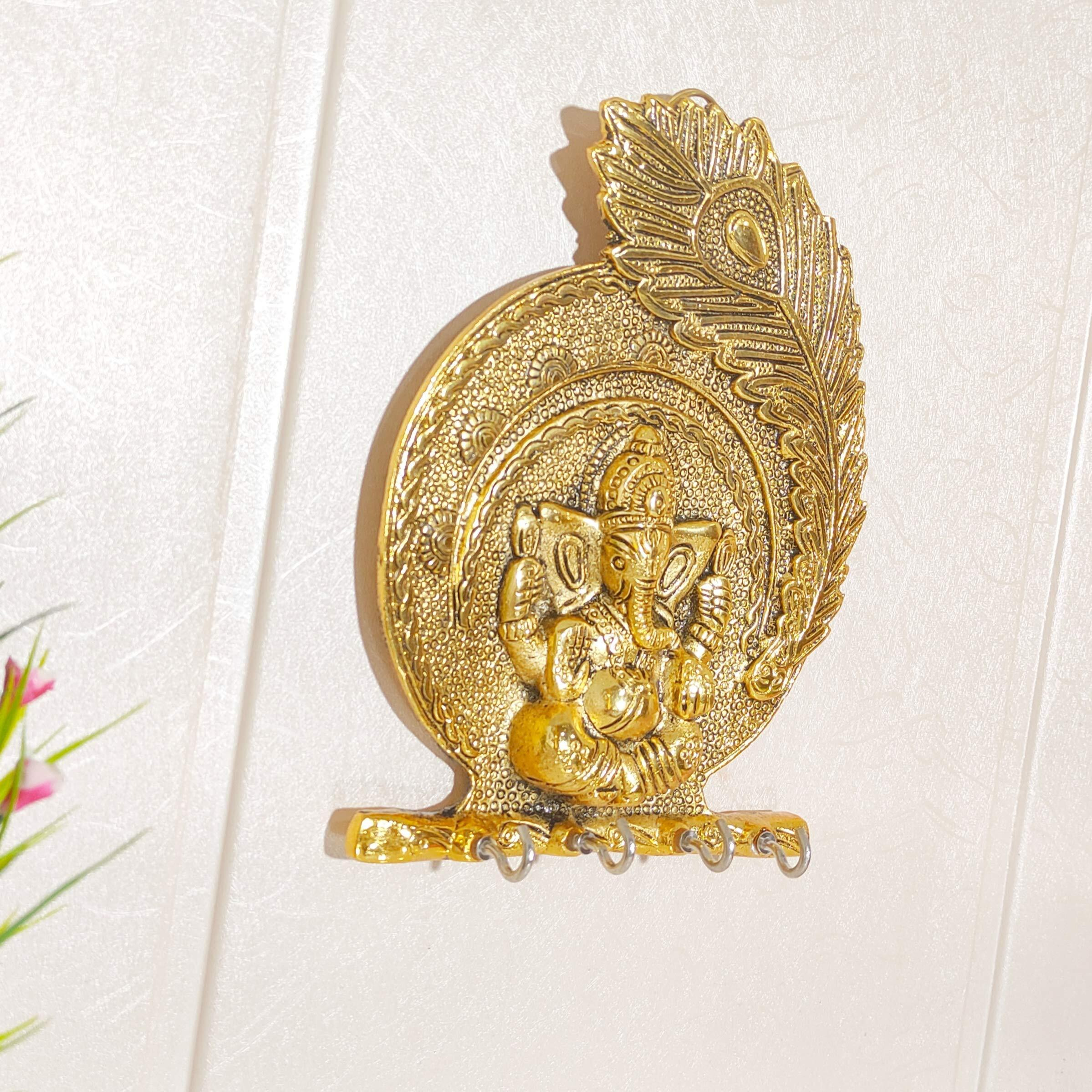 KridayKraft Metal Ganesha ji Key Holder Decorative for Wall | Ganesh Statue/Religious Idol/Wall Hanging Ganesh/Home Decor Show piece Gifts/Wall Sculpture Idol key holder Metal Key Holder