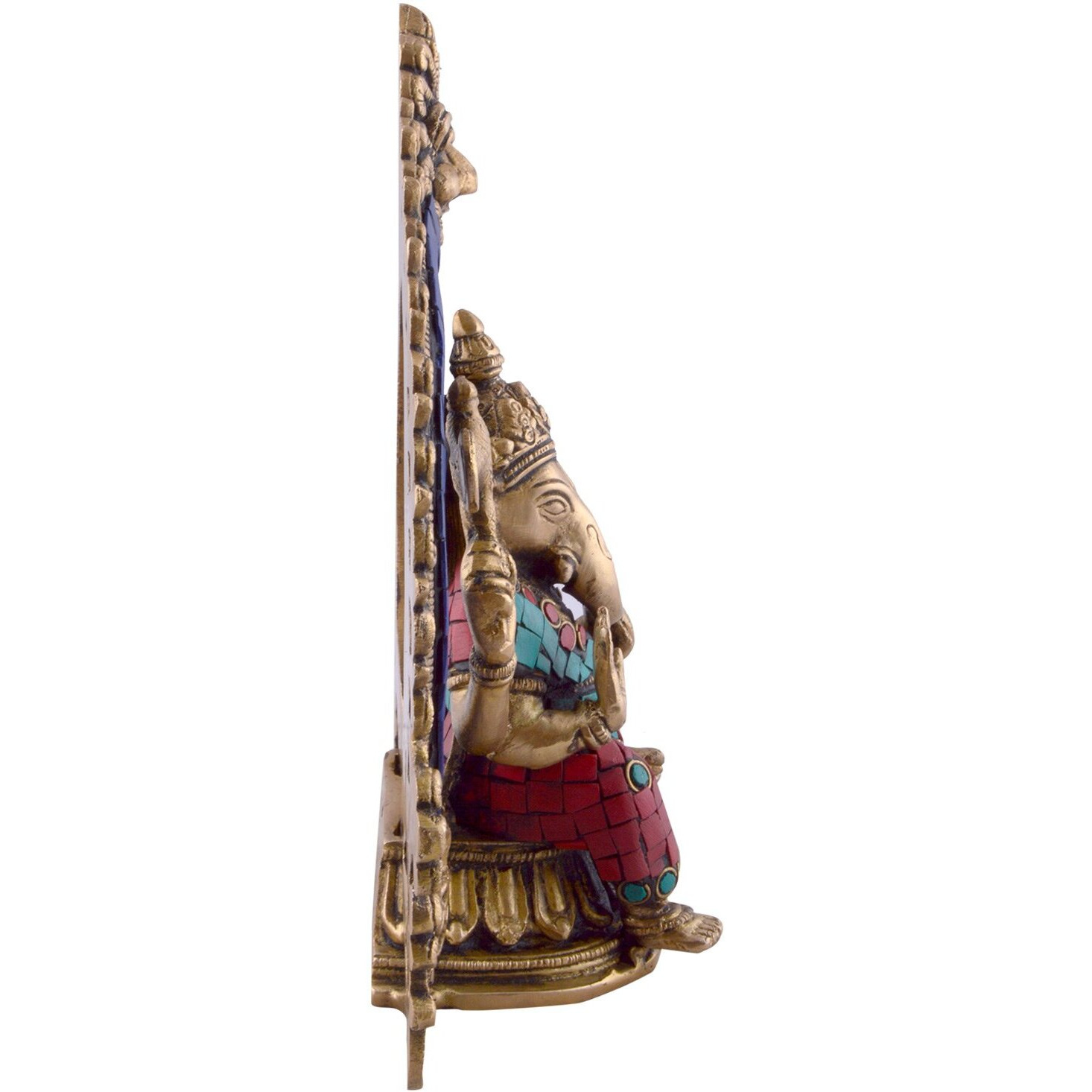 Collectible India Brass Lord Ganesh Idol, 9 Inches, Multicolour