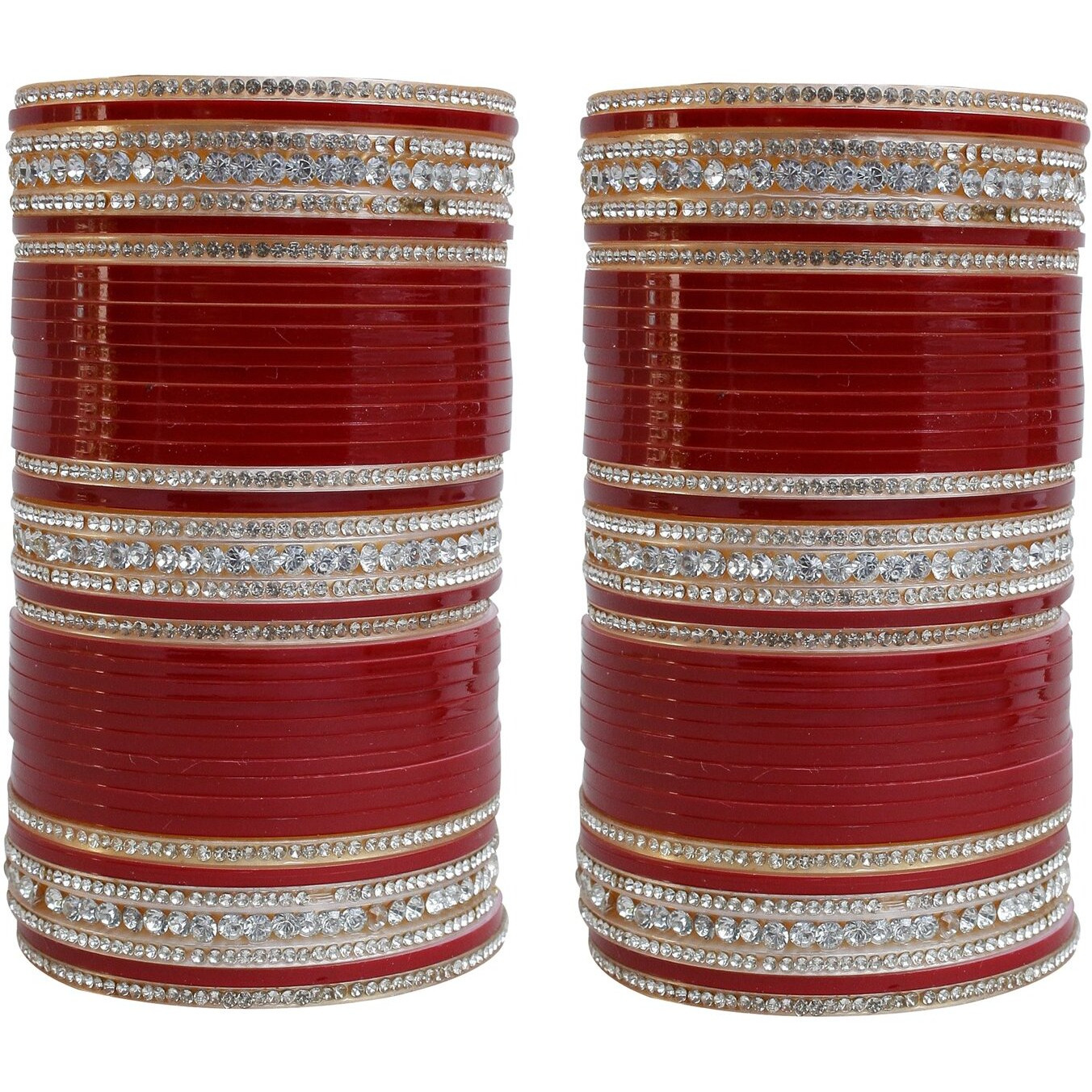 Lucky Jewellery Bridal Bangle Set Wedding punjabi chuda Designer chura CZ Stone Maroon color Choora (396-G1C1-103-M2.4)
