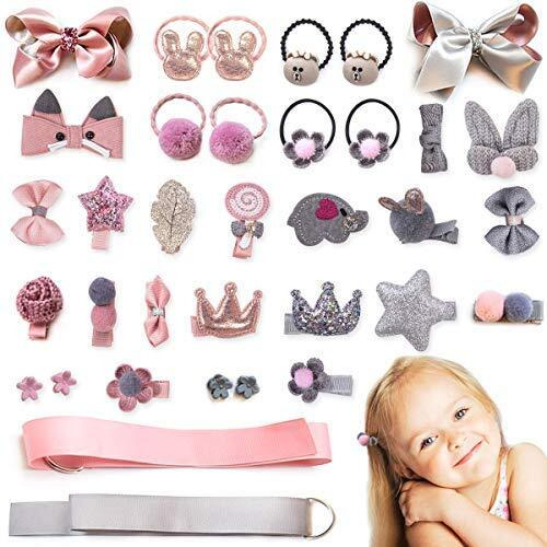 ZEPOLI Hair Clips Cute Hair Bows Baby Elastic Hair Ties Ponytail Holder Hair Pins For Baby Girls, Teens & Toddlers (Pack Of 36) - Assorted Styles & Multicolor (36 Hair)