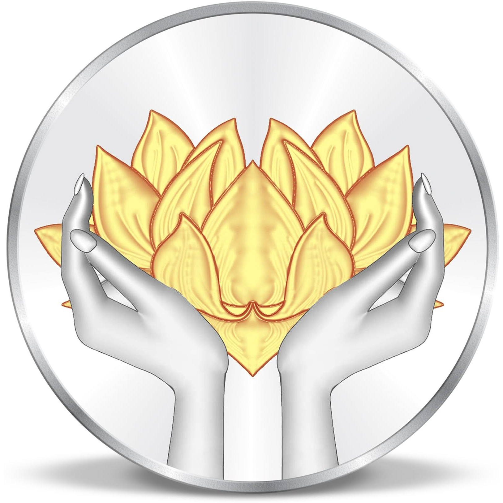 ACPL Precious Moments Colour Lotus 50 Grams Silver Coin 999 Pure Bis Hallmarked With Gift Box