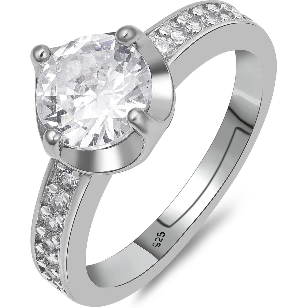 Pissara Gleaming 925 Sterling Silver Valentine Day Gift Cubic Zirconia Finger Ring For Women And Girls|with Authenticity Certificate, 925 Stamp & 6 Months Warranty (LR104663)