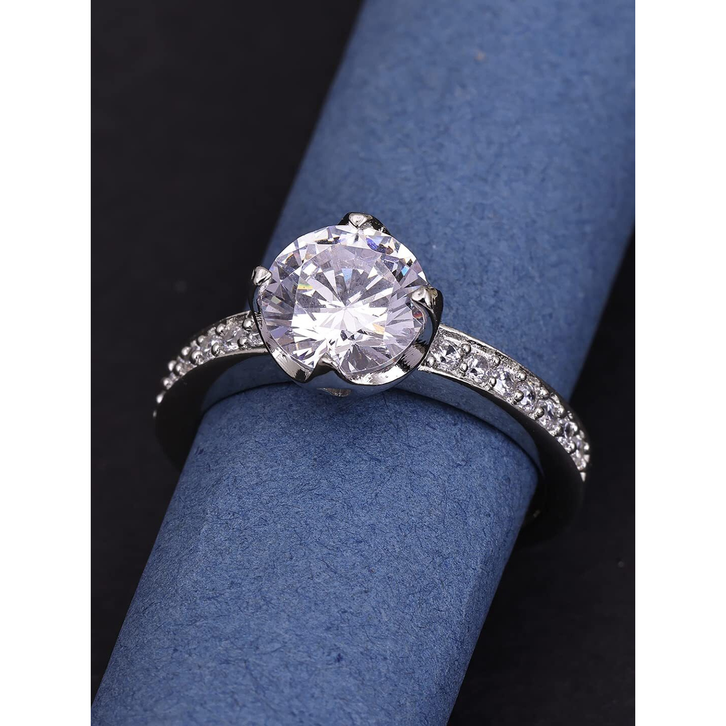 Pissara Gleaming 925 Sterling Silver Valentine Day Gift Cubic Zirconia Finger Ring For Women And Girls|with Authenticity Certificate, 925 Stamp & 6 Months Warranty (LR104663)