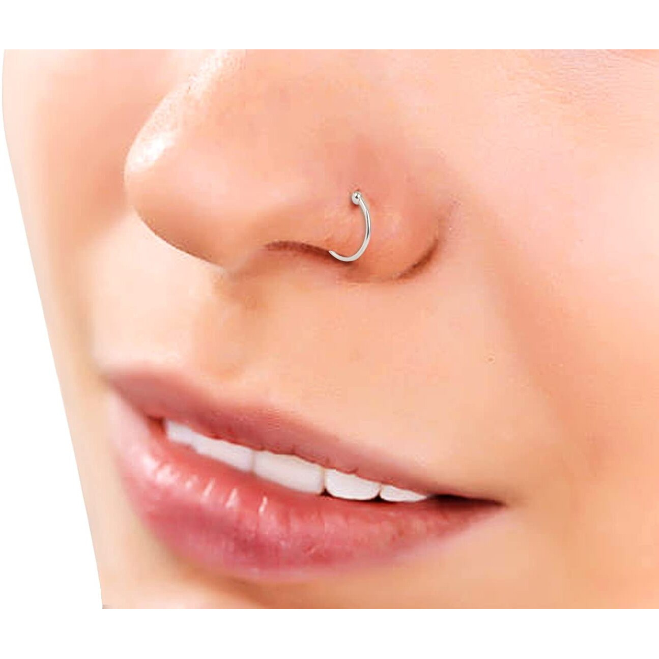 Abhooshan Pure 92.5 Sterling Silver Designer Press On Nose Ring | No Piercing required | Just Clip-On. Stylish and Latest Body Jewelry for Septum Couch Helix | With Certificate of Authenticity | Gift For Someone you Love