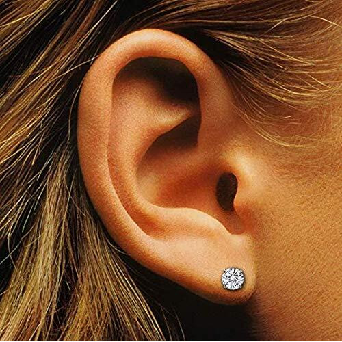 Abhooshan 925 Sterling Silver pair of Round shape 6 mm Single White Cubic Zircon (CZ) Stone Solitaire Stud Earrings For Men, Women,Girls & Boys (6)