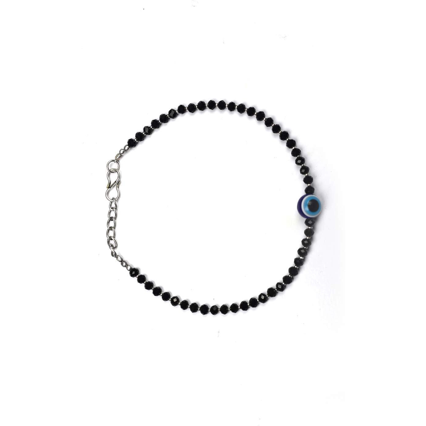 Priyaasi Set of 2 Evil Eye Anklets for Women | Stylish Beaded Design | Plating of Silver | Nazar Anklet for Women | Alloy Material | S-Hook Closure | Adjustable Size
