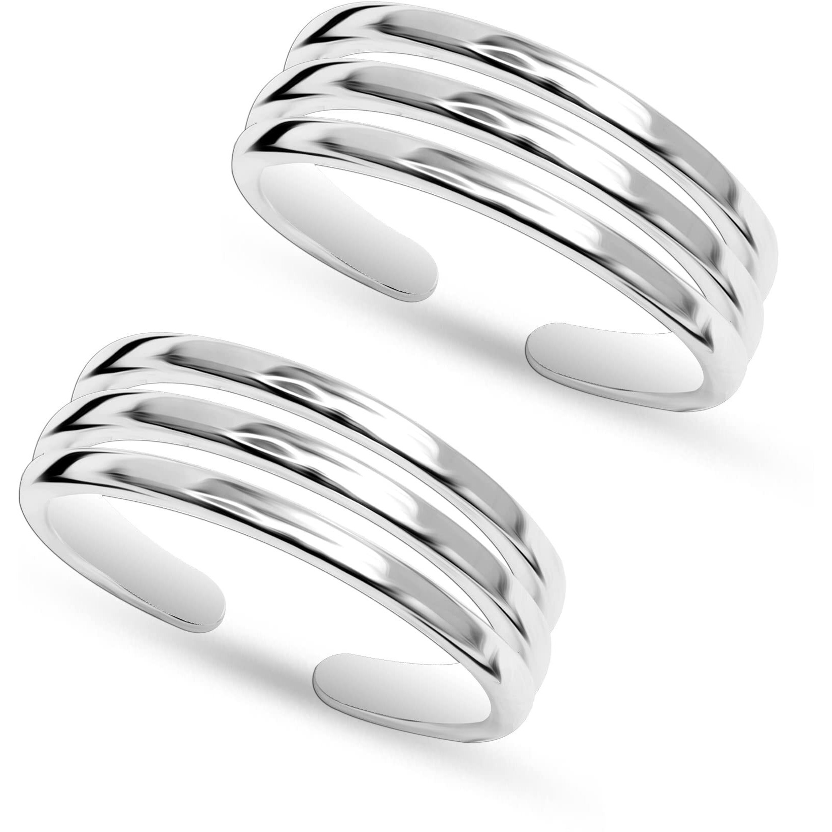 Amazon Brand - Anarva Womens Classic Three Liner Toe-Ring in 925 Sterling Silver BIS Hallmarked