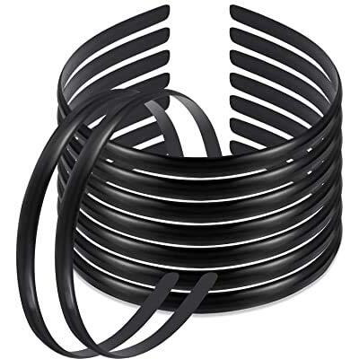 ANNA CREATIONS Set Of 12 Plastic Hair Bands for Girls & women (MEDIUM, BLACK)