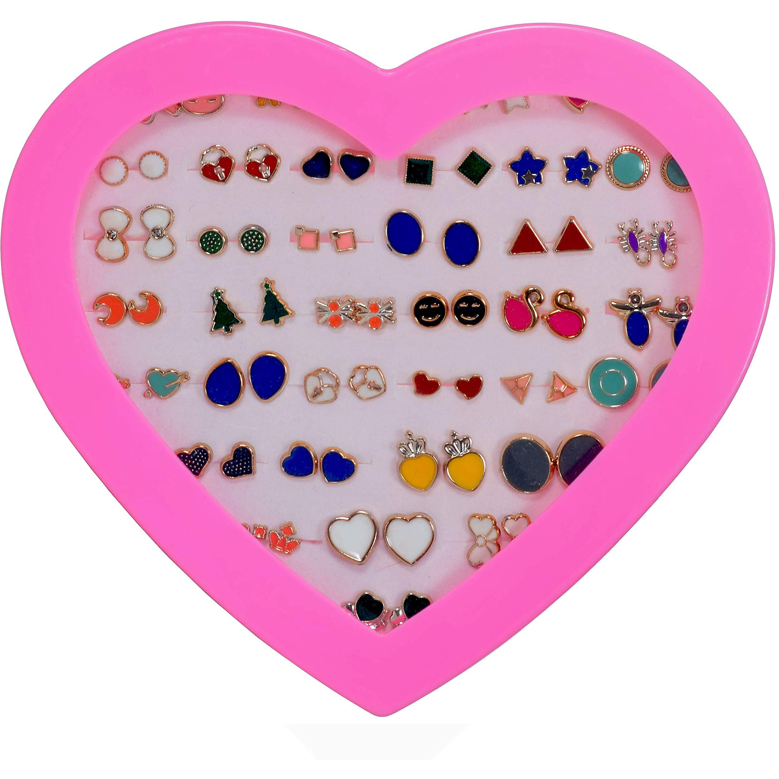 KOOCHI KOO 36 Pair Stylish Earring Stud Combo Set with Heart Shape Box for Girls and Women(Pack Of 36, Multicolor)