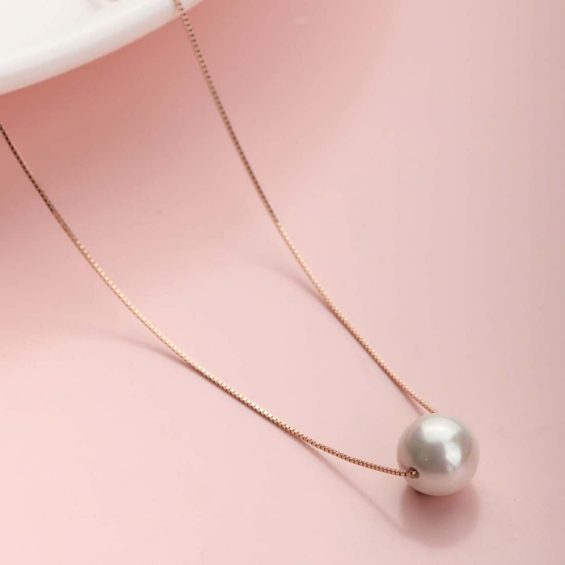 ZAVYA 925 Sterling Silver Rose Gold Plated Chain Necklace With Pearl Pendant | Stylish Silver Jewellery | Gift for Women & Girls | With Certificate of Authenticity and 925 Hallmark