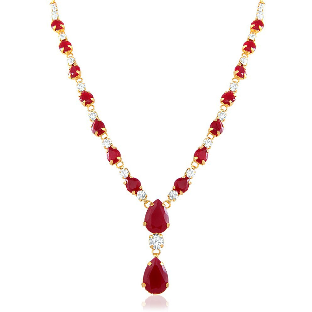 Oviya Gold Plated Charismatic Necklace with Ruby for Women and Girls PS2193114G
