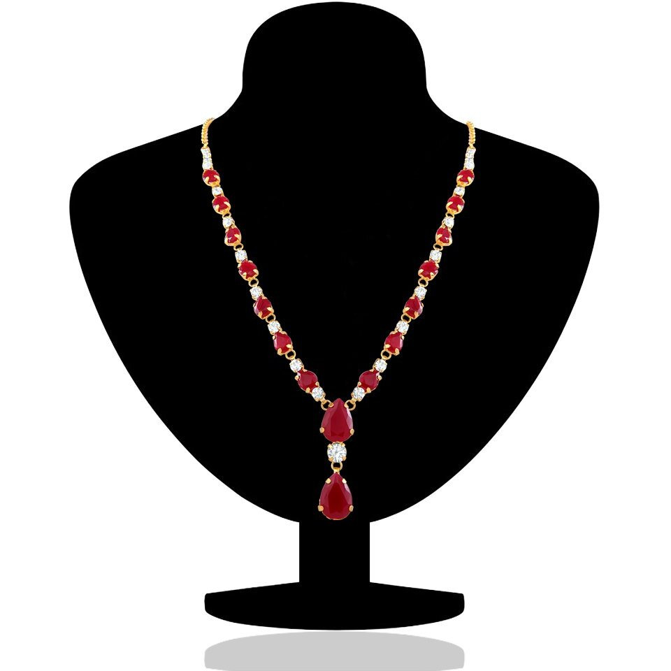 Oviya Gold Plated Charismatic Necklace with Ruby for Women and Girls PS2193114G
