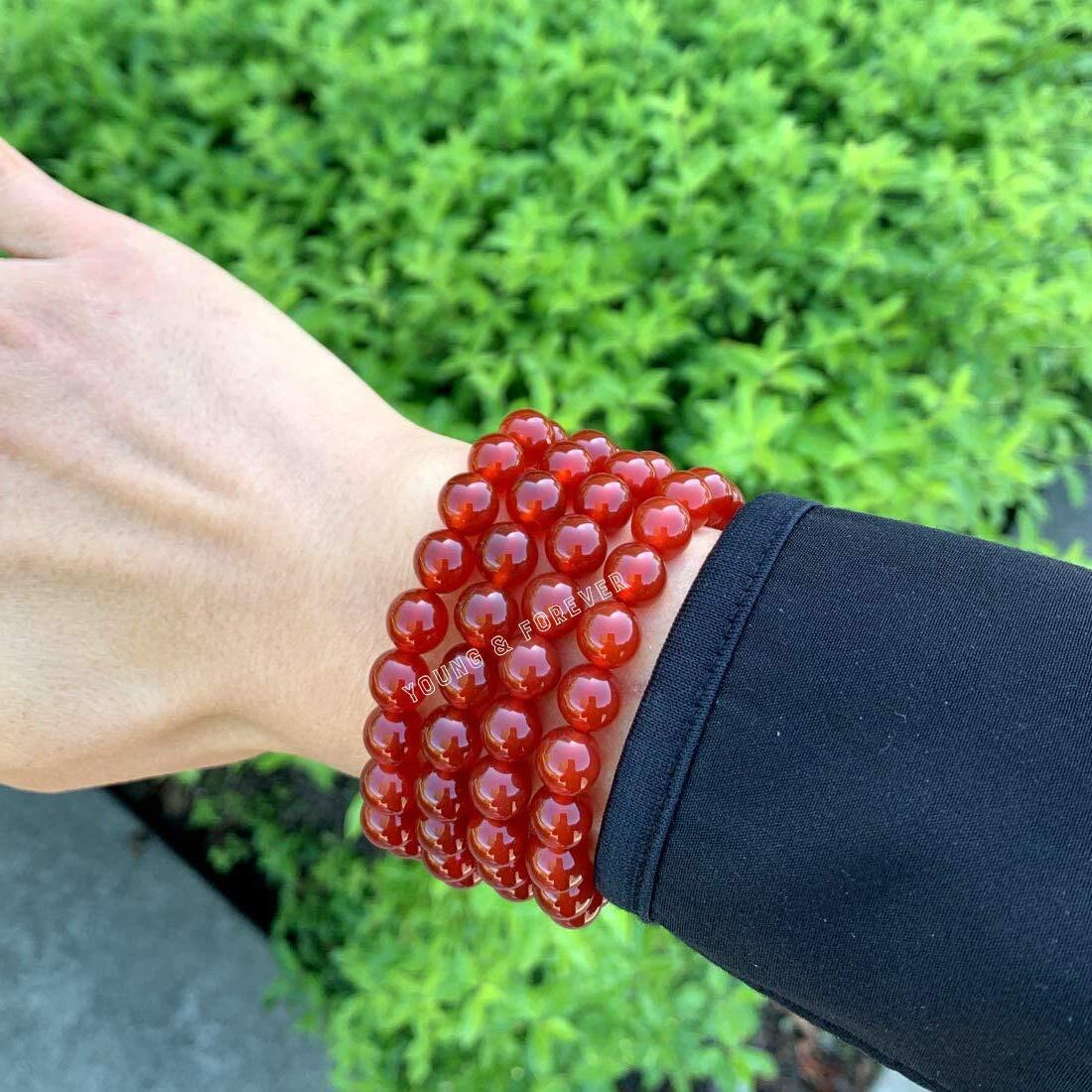 Young & Forever Gift Mothers Day Gift Dvine Natural Gemstones Red Onyx Set of 3 combo Reiki Crystal Bracelets for Men and Women